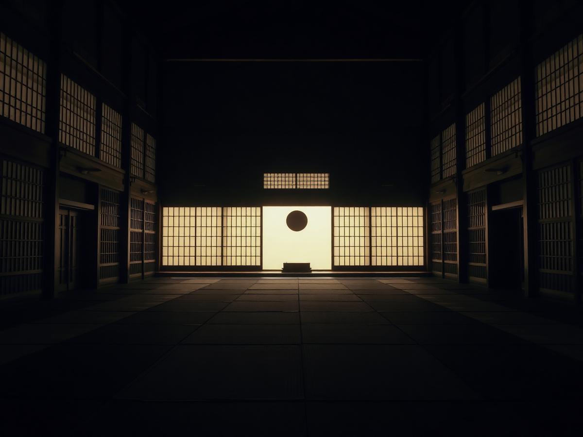 Empty traditional dojo at dawn